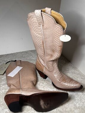 Women's Blush Snake-Embossed Cowgirl Boots